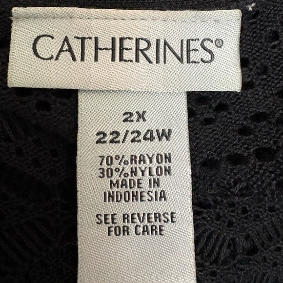Catherine’s Black Open Front Lace Detail Shrug Sweater Cardigan Size 2X (22/24W) - Picture 6 of 8